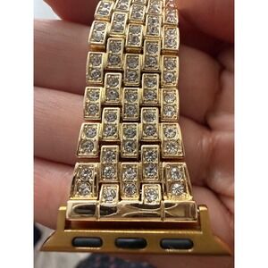 Iced Out Gold Apple Watch Band Stainless Steel Swarovski Crystals